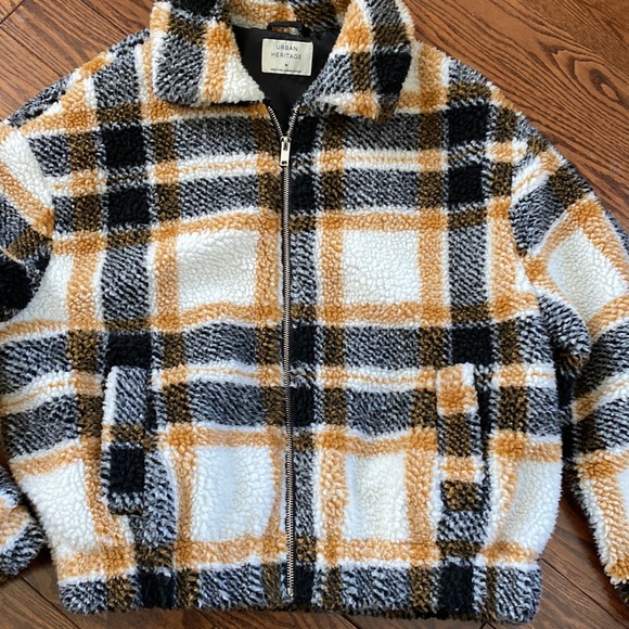 Fleece Sherpa Plaid Bomber Jacket - Picture 2 of 7
